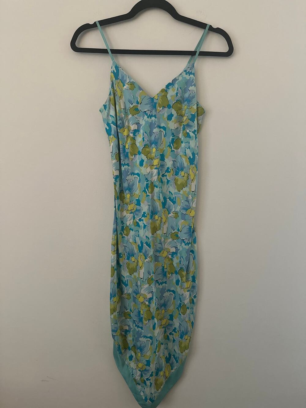 Express Pullover Midi Sundress Women's Size 1/2 Blue Floral V-Neck Sleeveless